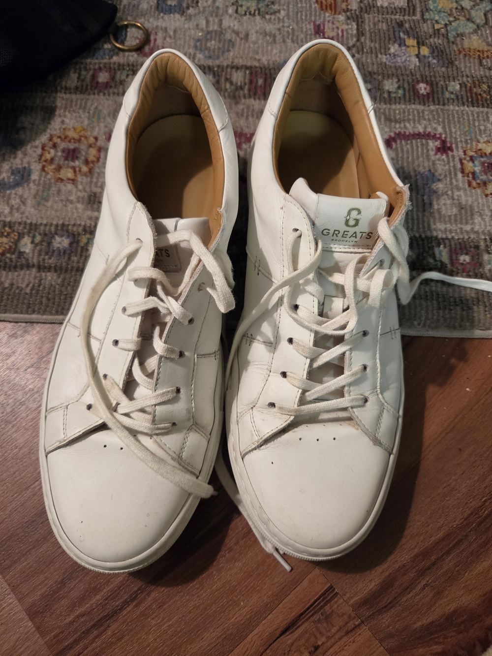 Greats White Leather Low-Top Sneakers with Tan Lining